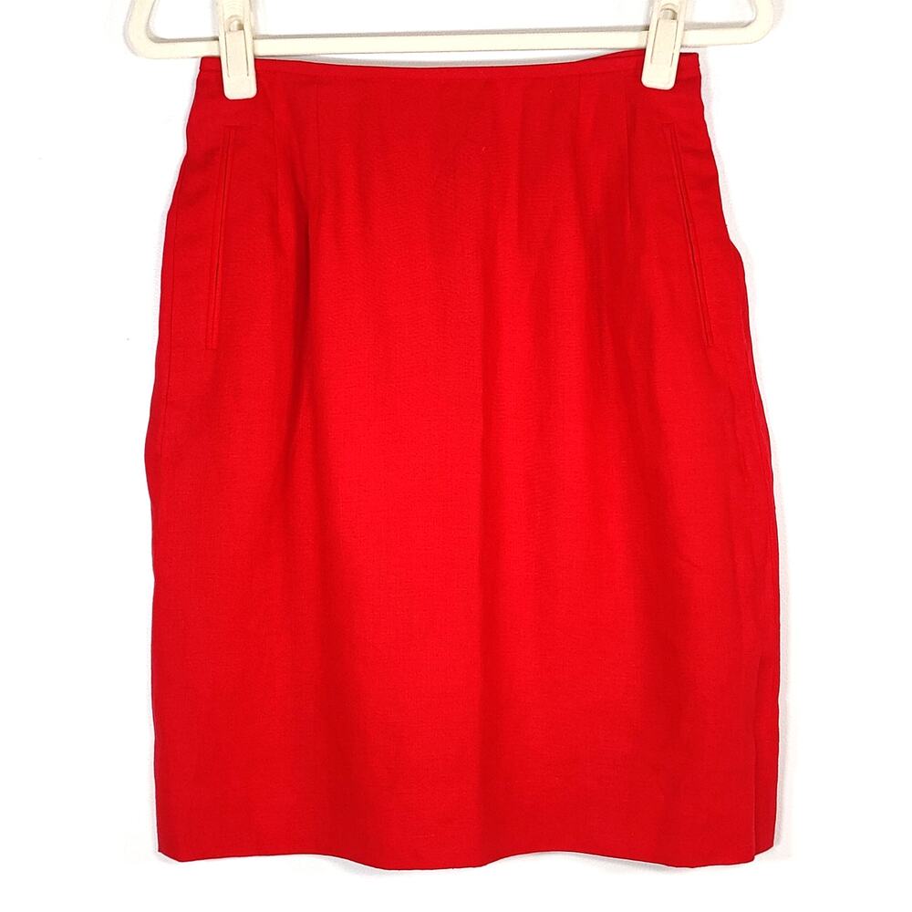 Vintage‎ Liz Claiborne Linen Pencil Skirt Office Core Red Size 6